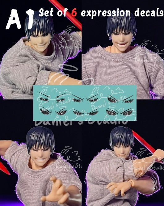 A1 Set of 6 expression decals(black)