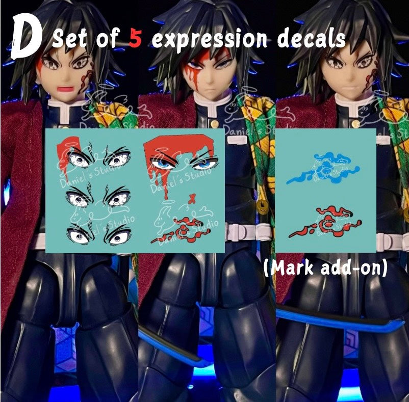 D Set of 5 expression decals