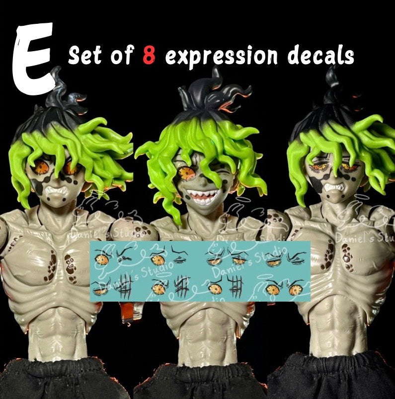 E Set of 8 expression decals